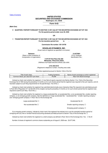 Thumbnail Douglas Dynamics
 10-Q Quarterly Report FY2026 
