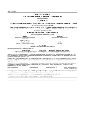 Miniature Alerus Financial 10-Q Rapport trimestriel 2026 
