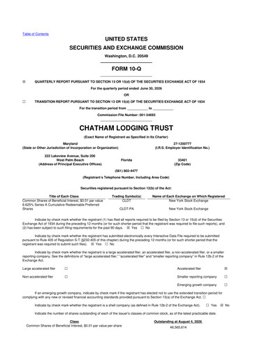 Thumbnail Chatham Lodging Trust 10-Q Quarterly Report FY2026 