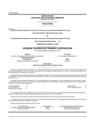 Thumbnail Horizon Technology Finance 10-Q Quarterly Report FY2026 