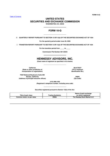 Miniature Hennessy Advisors 10-Q Rapport trimestriel 2026 