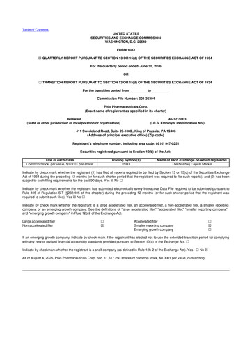 Vorschaubild Phio Pharmaceuticals 10-Q Quartalsbericht 2026 