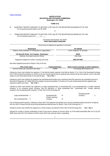Thumbnail First Northwest Bancorp 10-Q Quarterly Report FY2026 