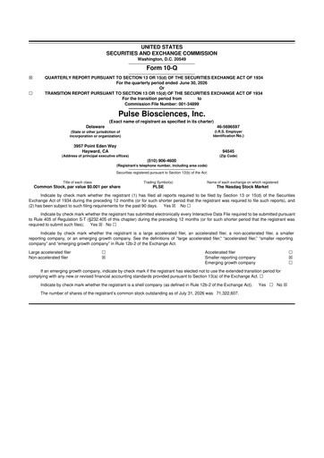 Vorschaubild Pulse Biosciences
 10-Q Quartalsbericht 2026 