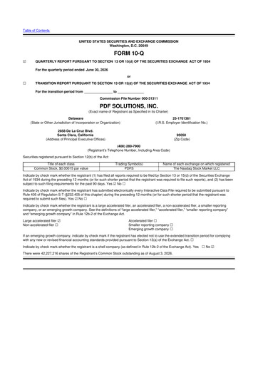 Miniature PDF Solutions 10-Q Rapport trimestriel 2026 