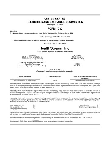 Thumbnail HealthStream 10-Q Quarterly Report FY2026 