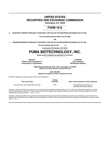 Vorschaubild Puma Biotechnology 10-Q Quartalsbericht 2026 