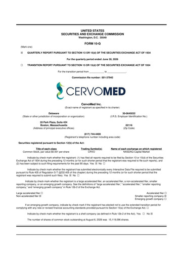 Thumbnail CervoMed 10-Q Quarterly Report FY2026 