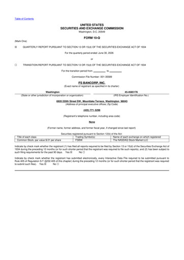 Thumbnail FS Bancorp 10-Q Quarterly Report FY2026 