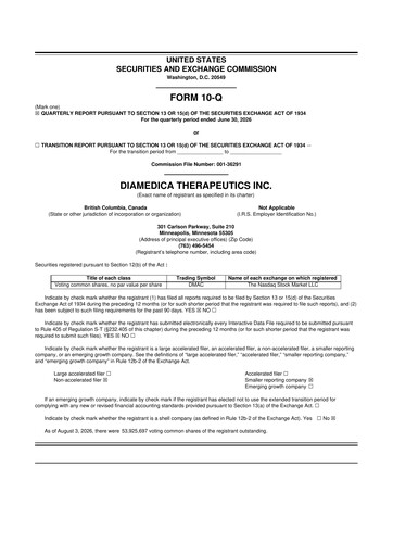Thumbnail DiaMedica Therapeutics 10-Q Quarterly Report FY2026 