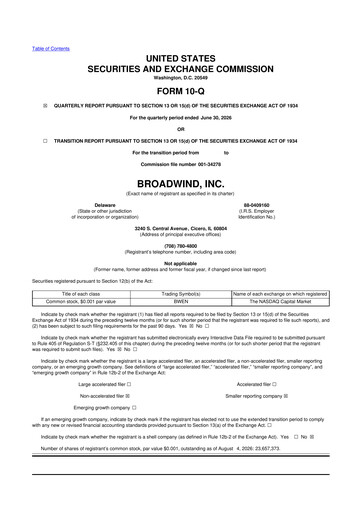 Vorschaubild Broadwind 10-Q Quartalsbericht 2026 