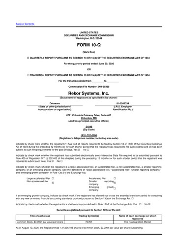 Thumbnail Rekor Systems 10-Q Quarterly Report FY2026 