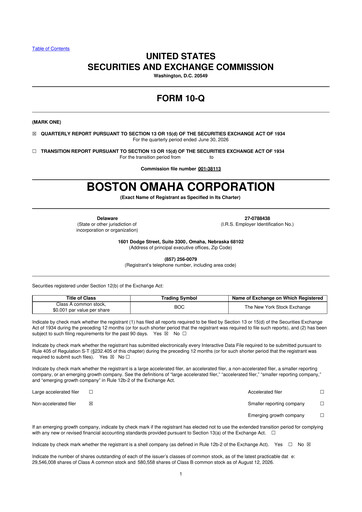 Miniature Boston Omaha 10-Q Rapport trimestriel 2026 