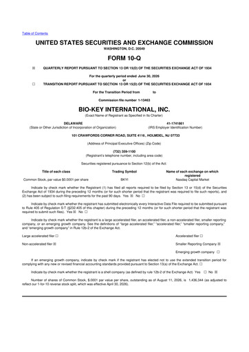 Vorschaubild BIO-key International
 10-Q Quartalsbericht 2026 
