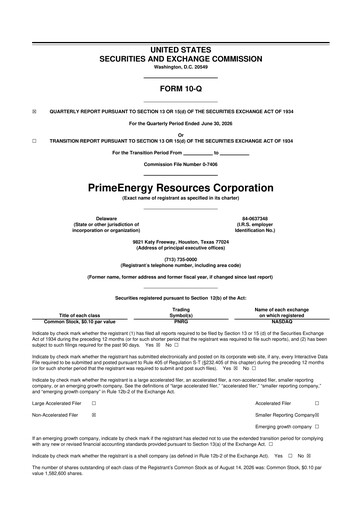 Vorschaubild PrimeEnergy Resources 10-Q Quartalsbericht 2026 