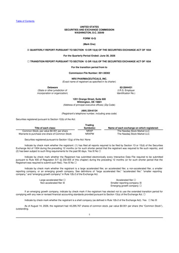 Vorschaubild NRx Pharmaceuticals 10-Q Quartalsbericht 2026 