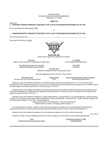 Thumbnail Value Line 10-Q Quarterly Report FY2026 