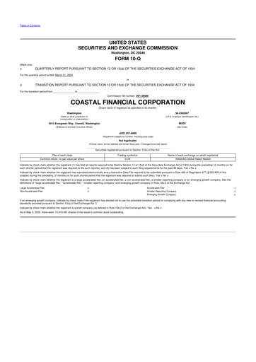Thumbnail Coastal Financial Corporation 10-Q Quarterly Report FY2024 