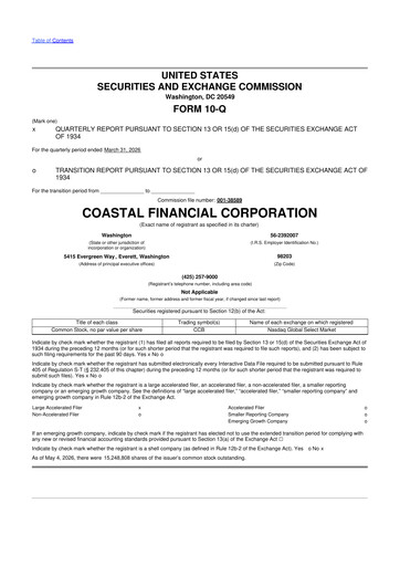 Thumbnail Coastal Financial Corporation 10-Q Quarterly Report FY2026 