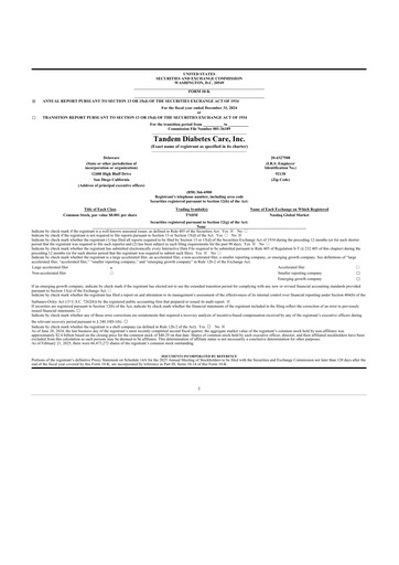 Thumbnail Tandem Diabetes Care
 10-K Annual Report 2024