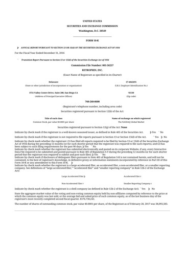 Thumbnail Travere Therapeutics 10-K Annual Report 2016