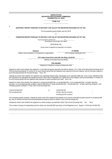 Vorschaubild Travere Therapeutics 10-Q Quartalsbericht 2018 