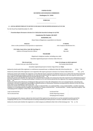 Thumbnail Travere Therapeutics 10-K Annual Report 2018