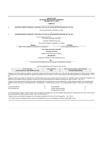 Vorschaubild Travere Therapeutics 10-Q Quartalsbericht 2022 