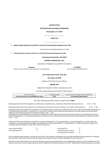 Thumbnail Travere Therapeutics 10-K Annual Report 2024