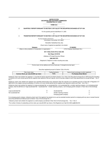 Vorschaubild Travere Therapeutics 10-Q Quartalsbericht 2025 