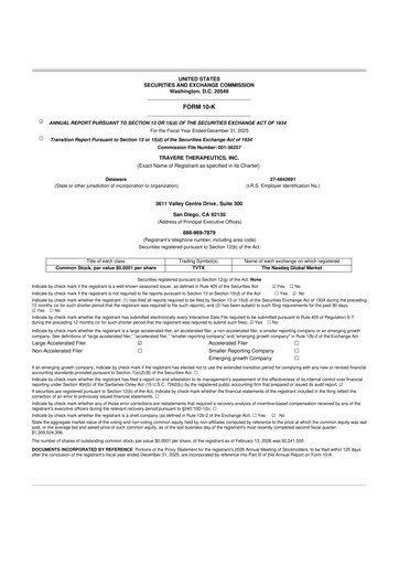 Vorschaubild Travere Therapeutics 10-K Jahresbericht 2025