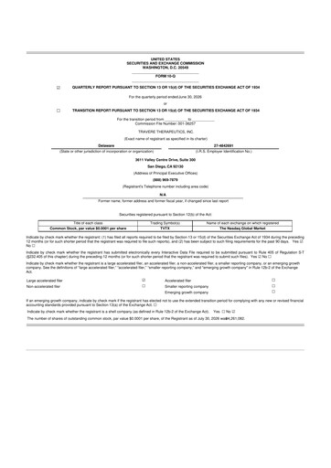 Vorschaubild Travere Therapeutics 10-Q Quartalsbericht 2026 