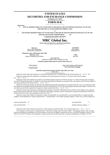 Miniature MRC Global
 10-K Rapport annuel 2013