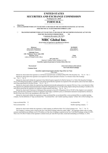 Miniature MRC Global
 10-K Rapport annuel 2015