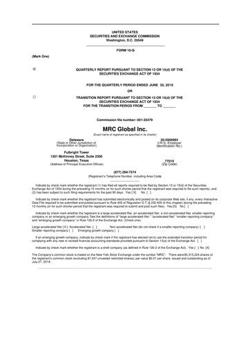Thumbnail MRC Global
 10-Q Quarterly Report FY2018 
