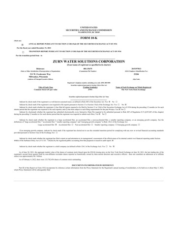 Thumbnail Zurn Elkay Water Solutions 10-K Annual Report 2021