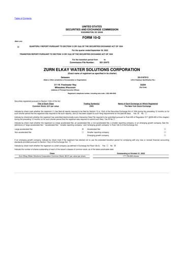 Thumbnail Zurn Elkay Water Solutions 10-Q Quarterly Report FY2022 