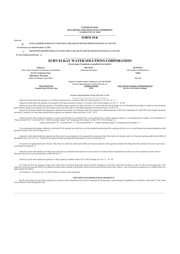 Thumbnail Zurn Elkay Water Solutions 10-K Annual Report 2023