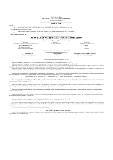 Thumbnail Zurn Elkay Water Solutions 10-K Annual Report 2024