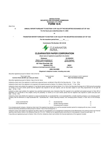 Thumbnail Clearwater Paper 10-K Annual Report 