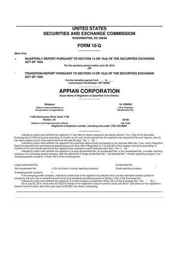 Thumbnail Appian 10-Q Quarterly Report FY2018 