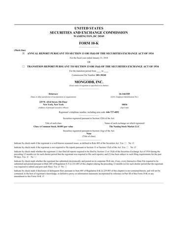 Thumbnail MongoDB 10-K Annual Report 2018