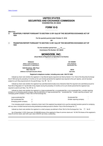 Thumbnail MongoDB 10-Q Quarterly Report FY2019 