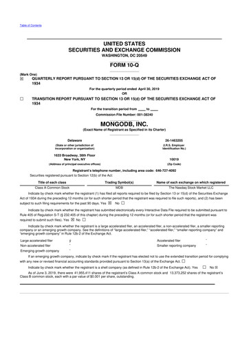 Thumbnail MongoDB 10-Q Quarterly Report FY2020 