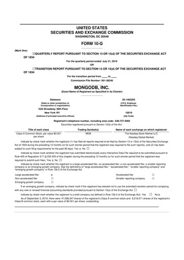 Thumbnail MongoDB 10-Q Quarterly Report FY2020 