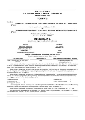 Thumbnail MongoDB 10-Q Quarterly Report FY2020 