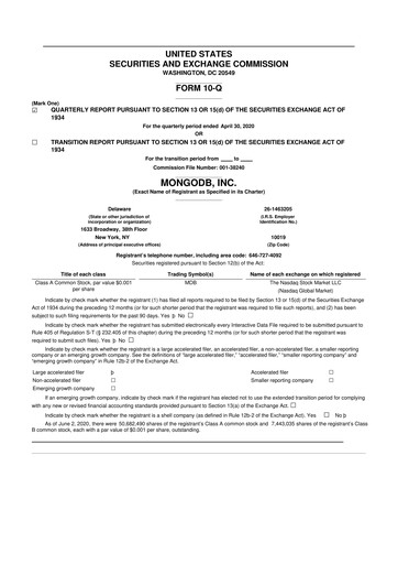 Thumbnail MongoDB 10-Q Quarterly Report FY2021 