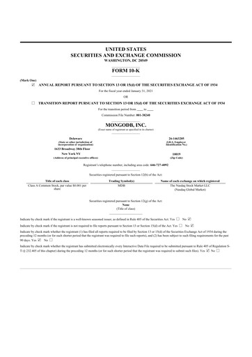 Thumbnail MongoDB 10-K Annual Report 2021