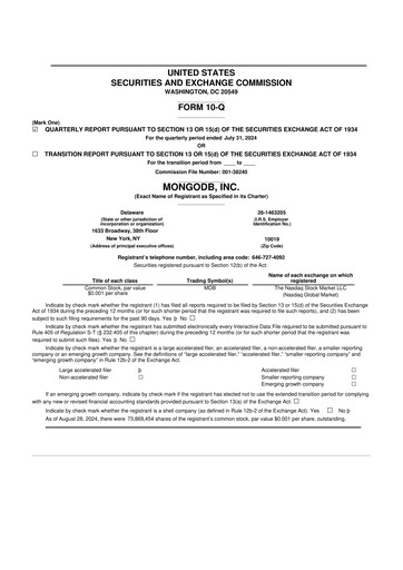 Thumbnail MongoDB 10-Q Quarterly Report FY2025 