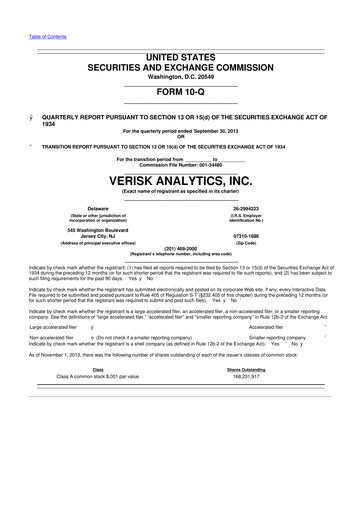 Thumbnail Verisk Analytics 10-Q Quarterly Report FY2013 